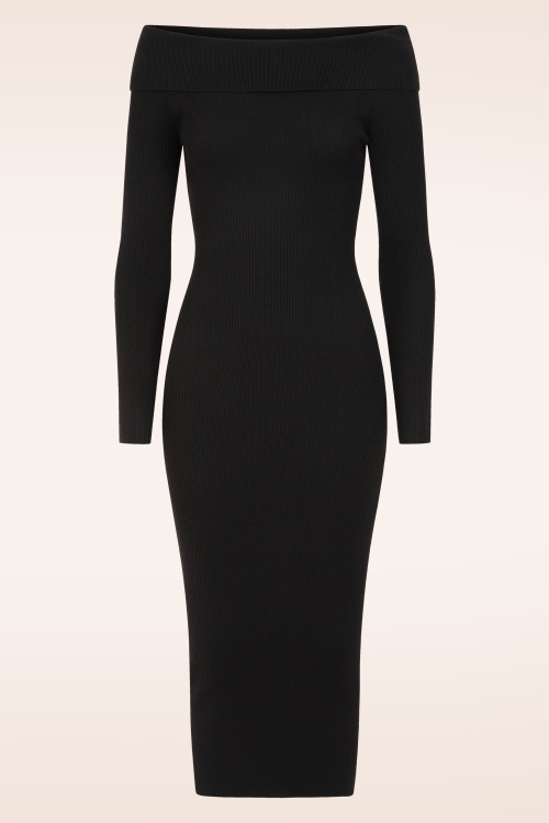 Glamorous - Serena gebreide midi jurk in zwart 2