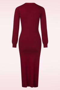 Smashed Lemon - Nela Maxi gebreide jurk in bordeauxrood 5
