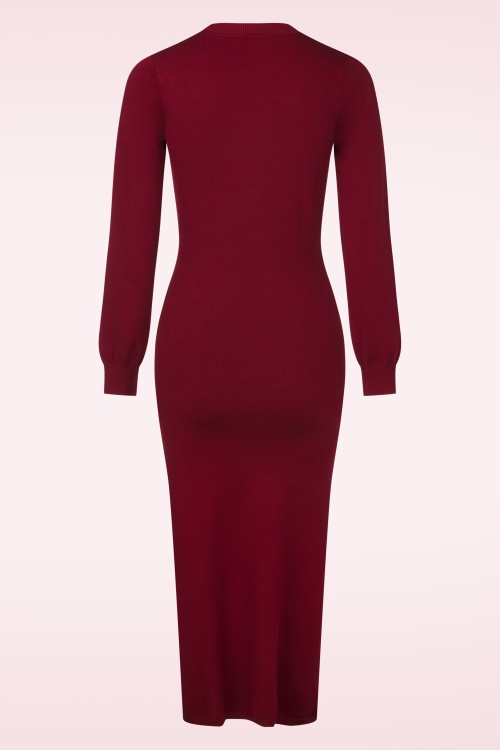 Smashed Lemon - Nela Maxi gebreide jurk in bordeauxrood 5