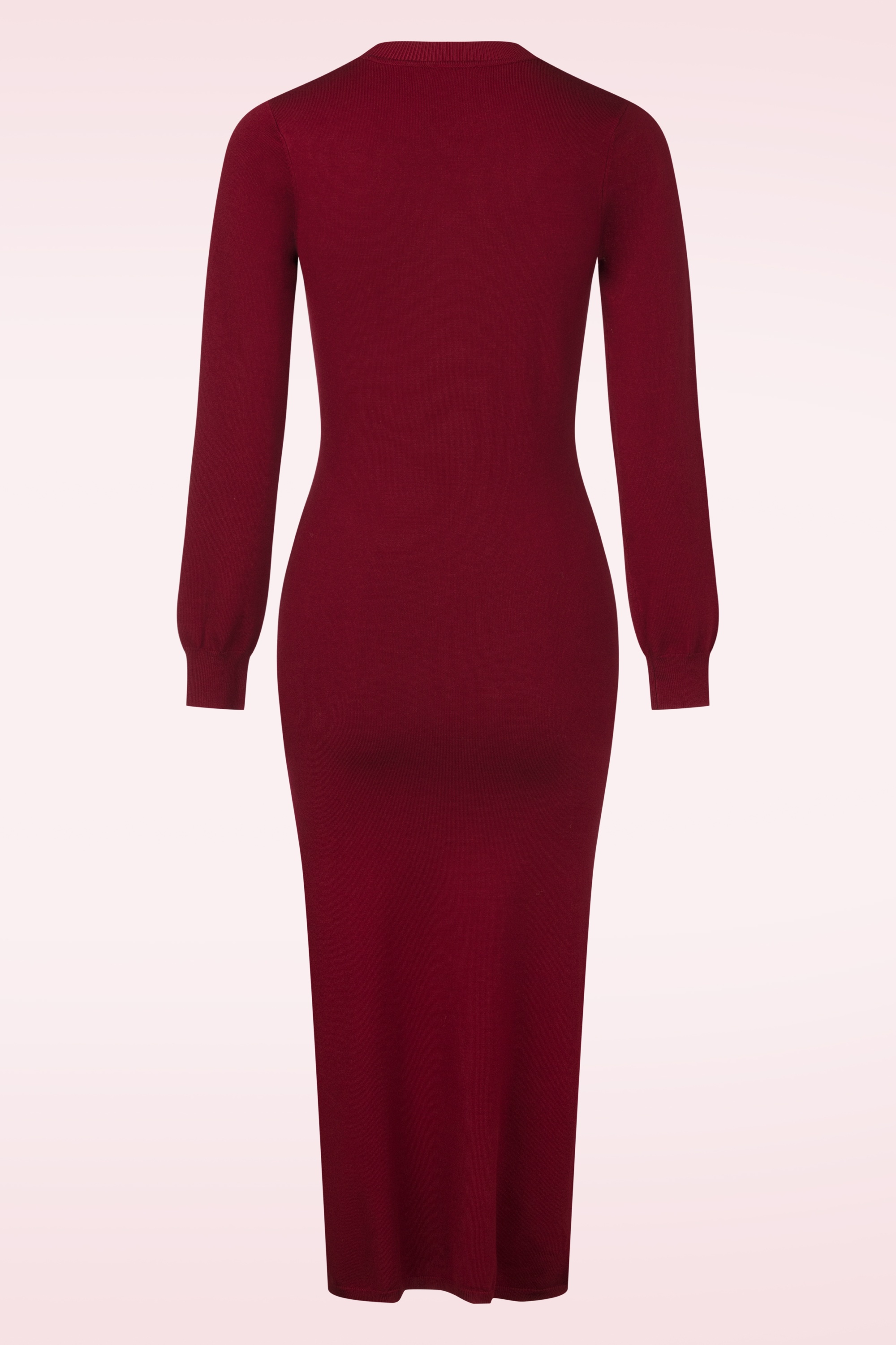 Smashed Lemon - Nela Maxi gebreide jurk in bordeauxrood 5