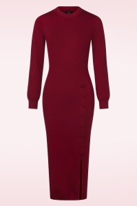 Smashed Lemon - Nela Maxi gebreide jurk in bordeauxrood 2