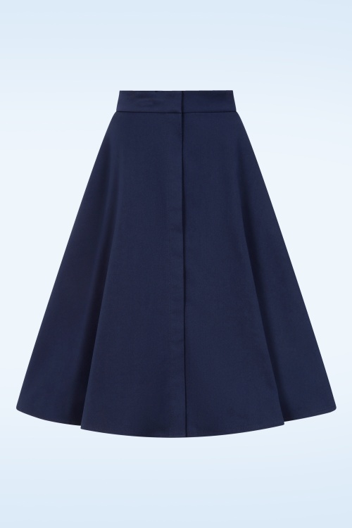 Vintage Diva  - Palmer pencil jurk met overrok in marineblauw 6