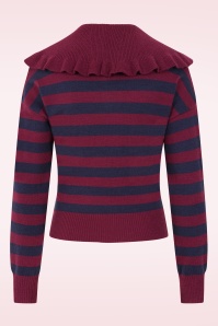 Glamorous - Sally gestreepte cardigan in bordeaux en marineblauw 3