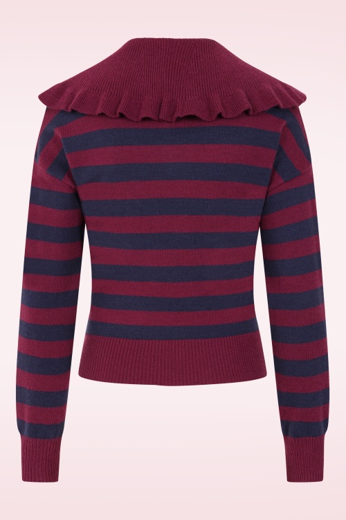 Glamorous - Sally gestreepte cardigan in bordeaux en marineblauw 3