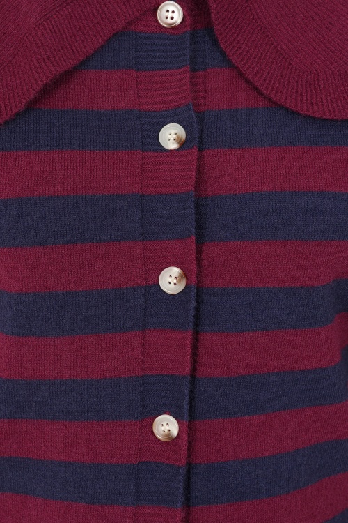 Glamorous - Sally gestreepte cardigan in bordeaux en marineblauw 2