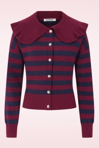 Glamorous - Sally gestreepte cardigan in bordeaux en marineblauw