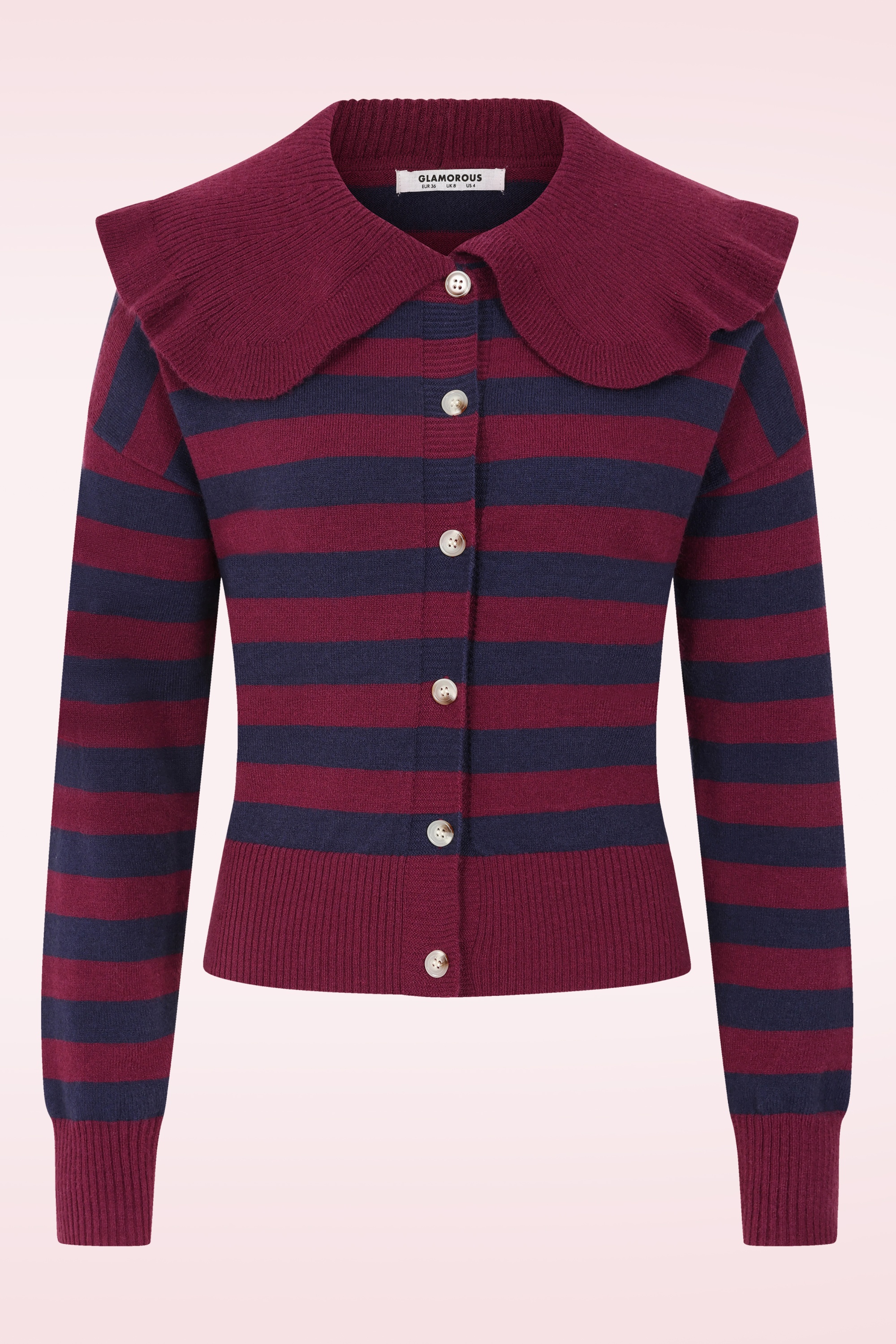 Glamorous - Sally gestreepte cardigan in bordeaux en marineblauw
