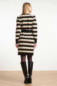 Smashed Lemon - Joanne gebreide jurk in zwart en zand 5