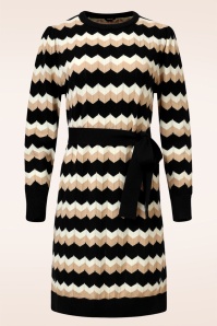 Smashed Lemon - Joanne gebreide jurk in zwart en zand 2