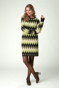 Smashed Lemon - Kyra gebreide jurk in legergroen