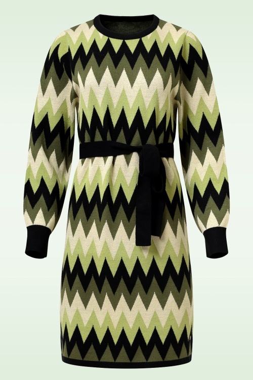 Smashed Lemon - Kyra gebreide jurk in legergroen 2