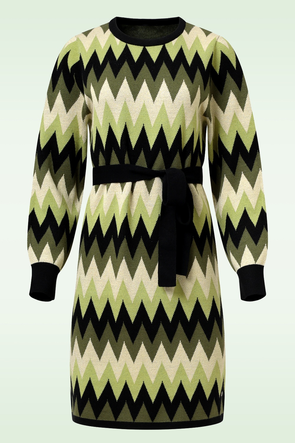 Smashed Lemon - Kyra gebreide jurk in legergroen 2