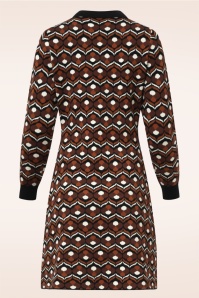 Smashed Lemon - Novah gebreide jurk in bruin en zwart 6