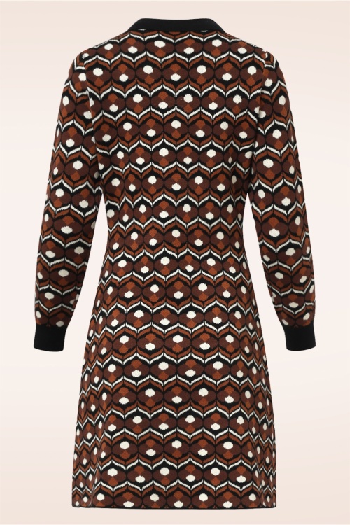 Smashed Lemon - Novah gebreide jurk in bruin en zwart 6
