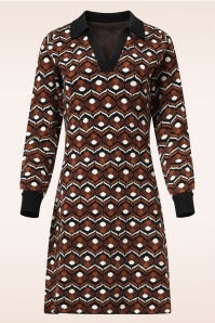 Smashed Lemon - Novah gebreide jurk in bruin en zwart 2