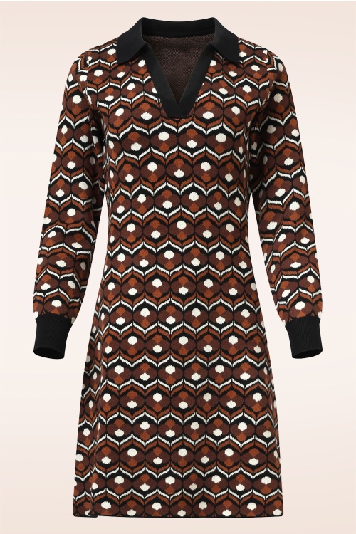 Smashed Lemon - Novah gebreide jurk in bruin en zwart 2