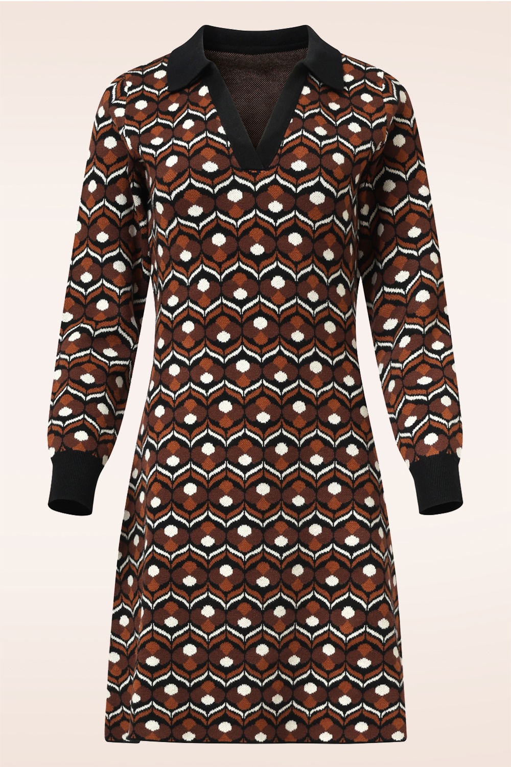 Smashed Lemon - Novah gebreide jurk in bruin en zwart 2