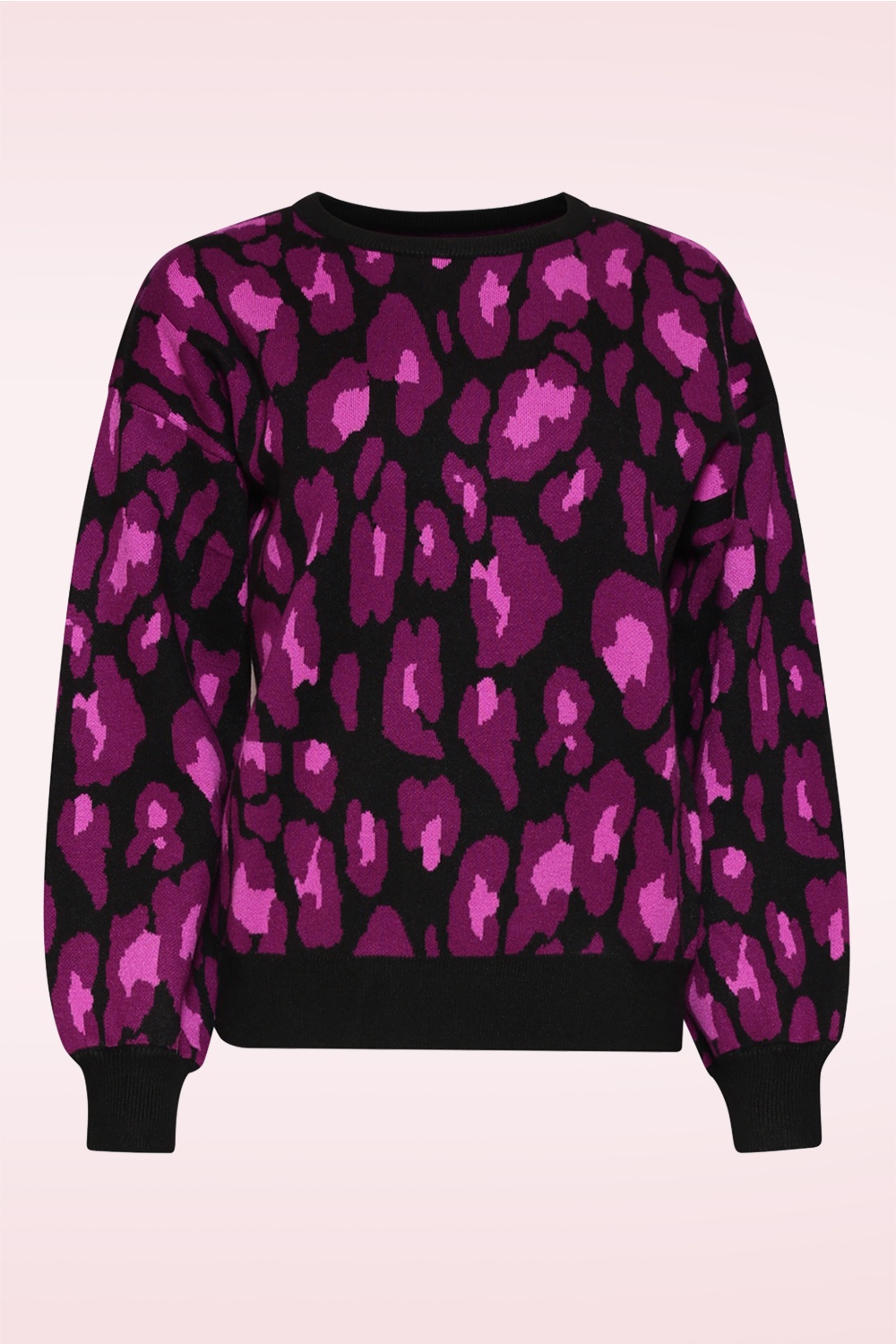 Smashed Lemon - Lennie Leopard gebreide trui in zwart en paars