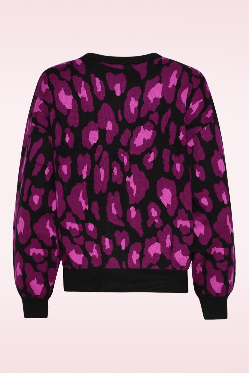 Smashed Lemon - Lennie Leopard gebreide trui in zwart en paars 2
