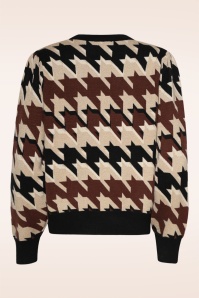 Smashed Lemon - Parker pied de poule gebreide trui in zand en multi 2