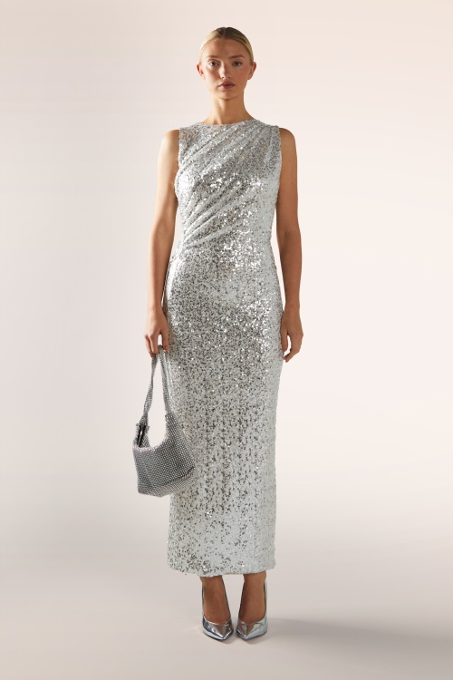 Glamorous - Moonlight Glam maxi jurk in zilver