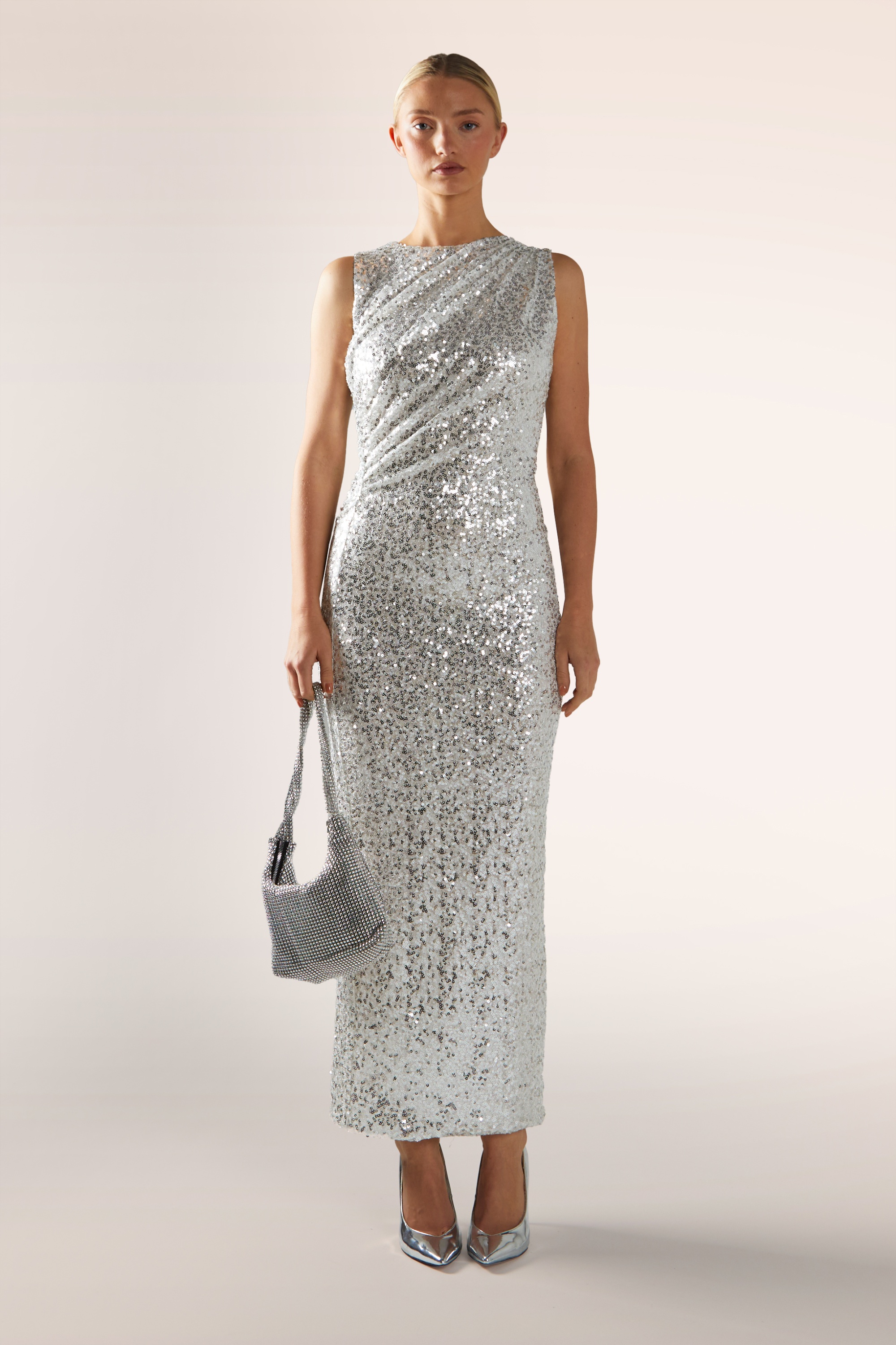 Glamorous - Moonlight Glam maxi jurk in zilver