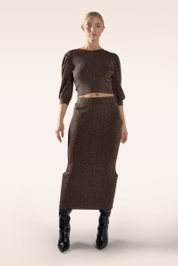 Glamorous - Cocoa Glint gebreide midi rok in bruin