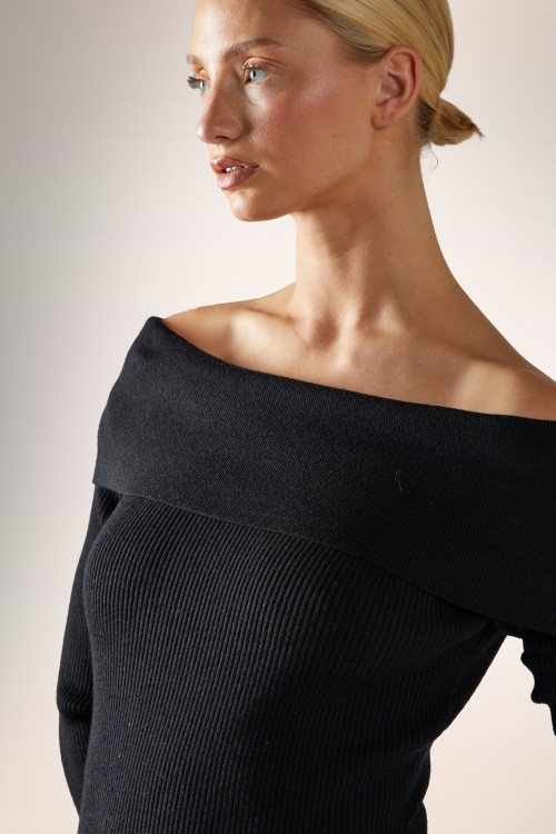 Glamorous - Serena gebreide midi jurk in zwart 3