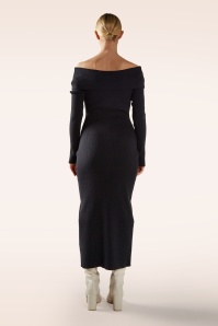 Glamorous - Serena gebreide midi jurk in zwart 4