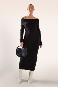 Glamorous - Serena gebreide midi jurk in zwart