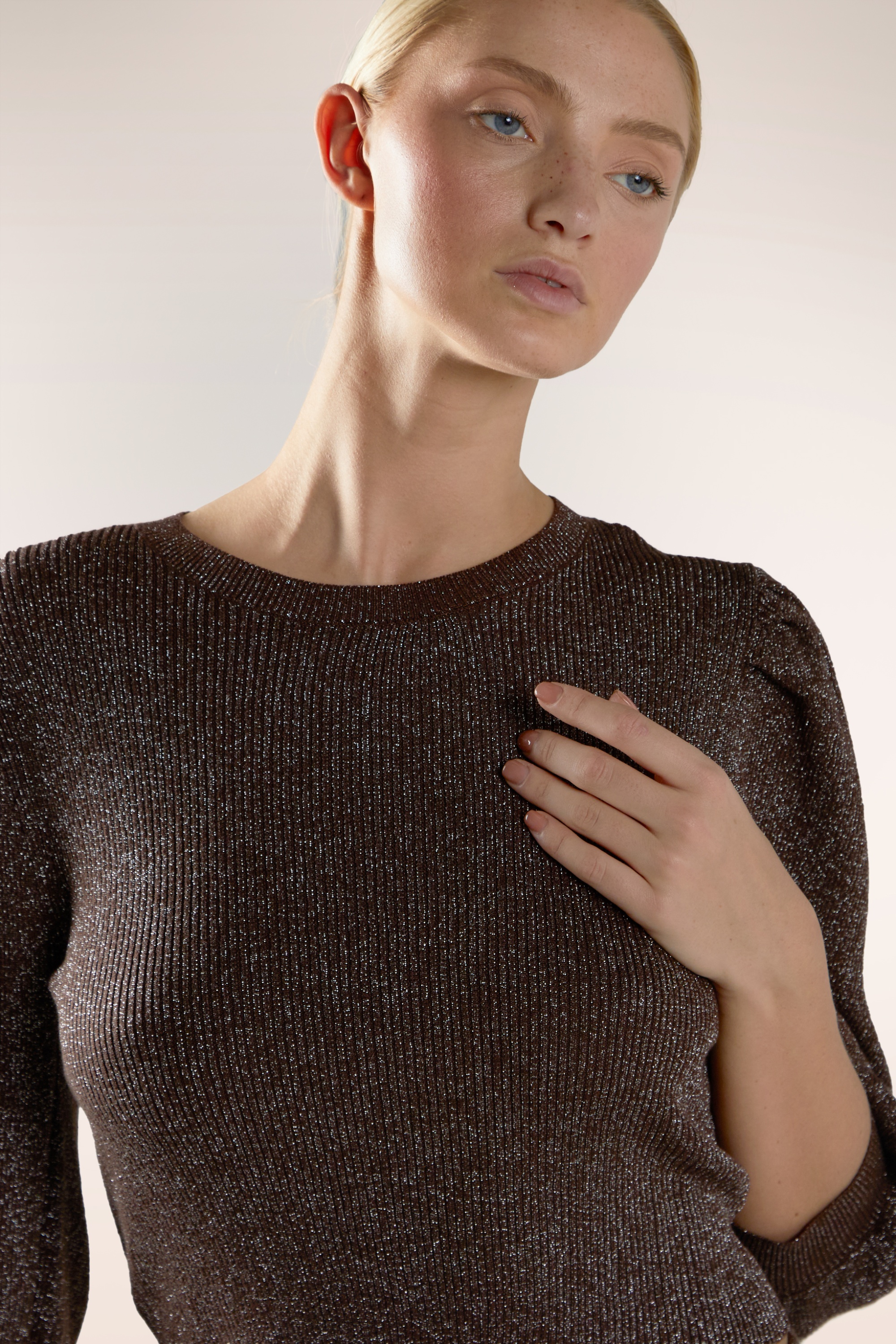 Glamorous - Cocoa Glint gebreid truitje in bruin 3