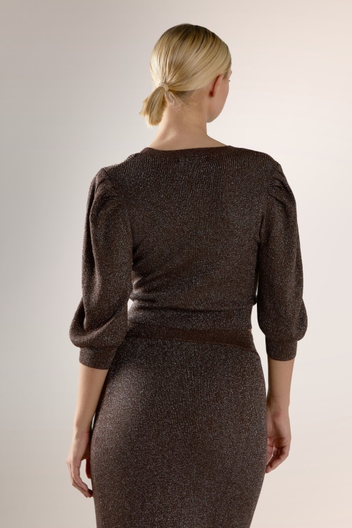 Glamorous - Cocoa Glint gebreid truitje in bruin 5