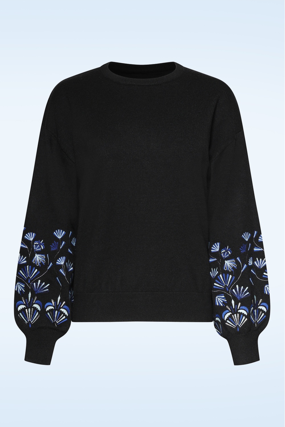 Smashed Lemon - Emmy Embroidered gebreide trui in zwart 2