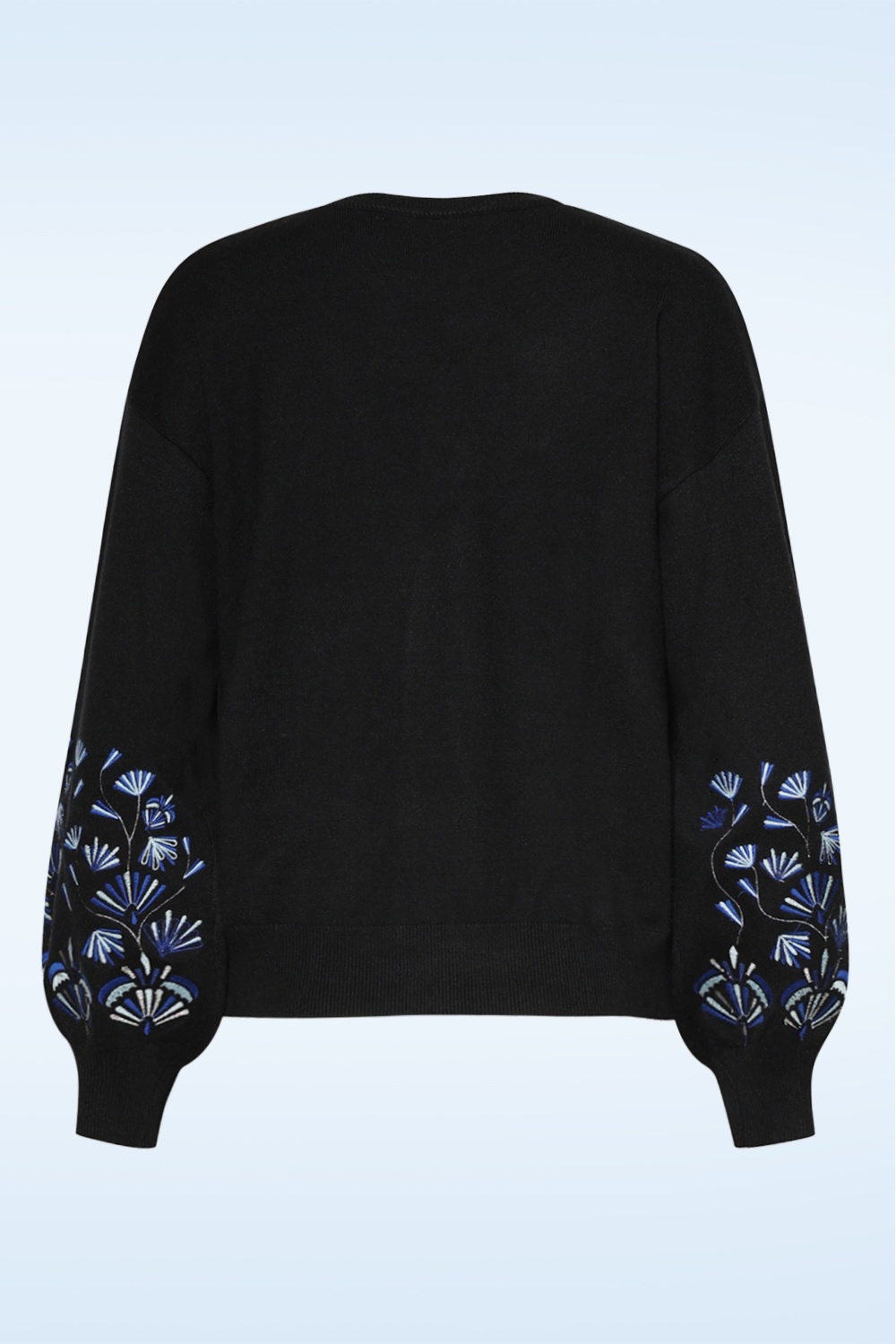 Smashed Lemon - Emmy Embroidered gebreide trui in zwart 4