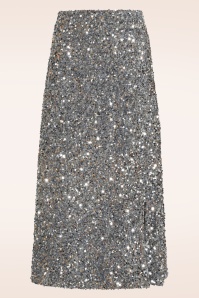 Smashed Lemon - Senna midi rok met pailletten in zilver 2