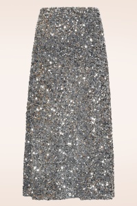 Smashed Lemon - Senna midi rok met pailletten in zilver 4