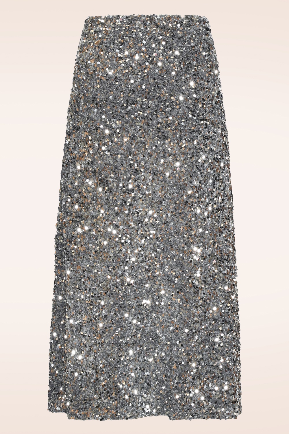 Smashed Lemon - Senna midi rok met pailletten in zilver 4