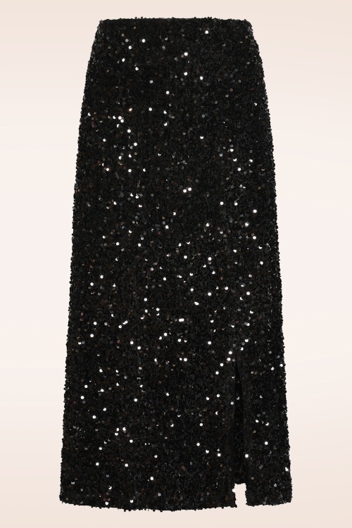 Smashed Lemon - Senna midi rok met pailletten in zwart 2