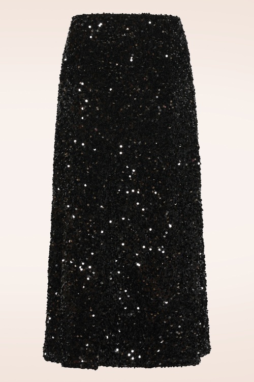 Smashed Lemon - Senna midi rok met pailletten in zwart 4