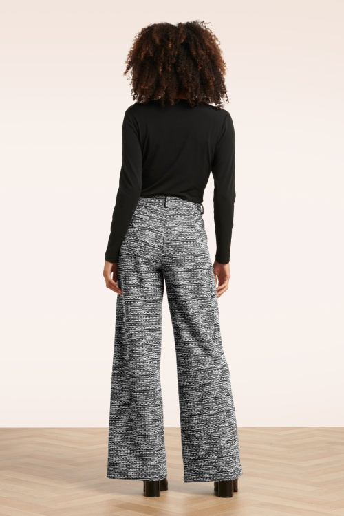 Smashed Lemon - Stella Bouclé pantalon in zwart en wit 4