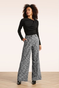 Smashed Lemon - Stella Bouclé pantalon in zwart en wit 5