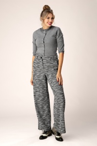 Smashed Lemon - Stella Bouclé pantalon in zwart en wit