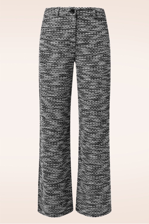 Smashed Lemon - Stella Bouclé pantalon in zwart en wit 2