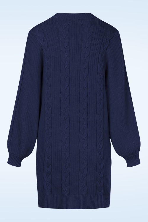 Smashed Lemon - Kim gebreide jurk in marineblauw 5