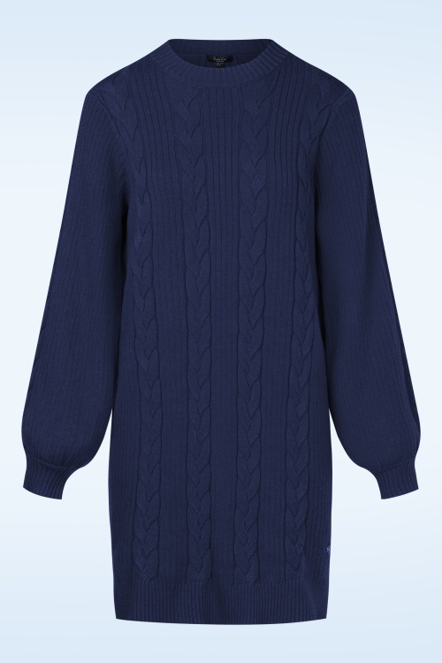Smashed Lemon - Kim gebreide jurk in marineblauw 2