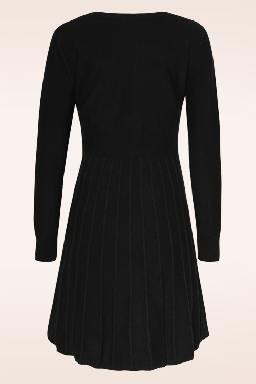 Smashed Lemon - Noelle gebreide a-lijn jurk in zwart 4
