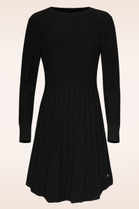 Smashed Lemon - Noelle gebreide a-lijn jurk in zwart 2