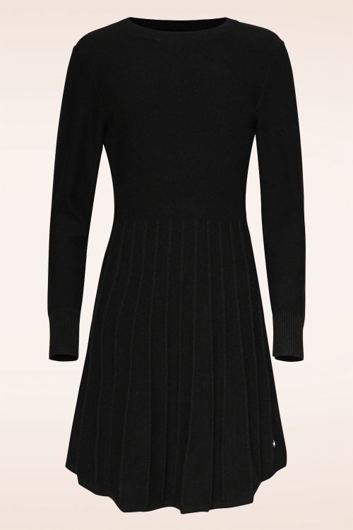 Smashed Lemon - Noelle gebreide a-lijn jurk in zwart 2