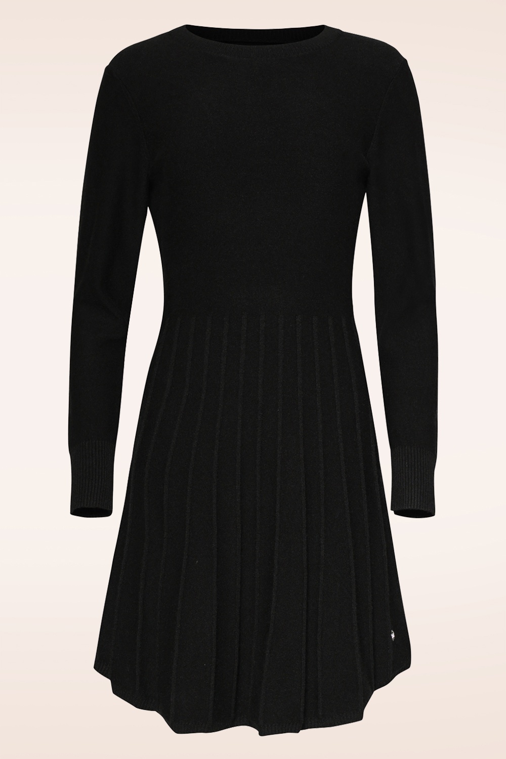 Smashed Lemon - Noelle gebreide a-lijn jurk in zwart 2