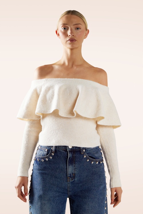 Glamorous - Cream Crush gebreide top in crème